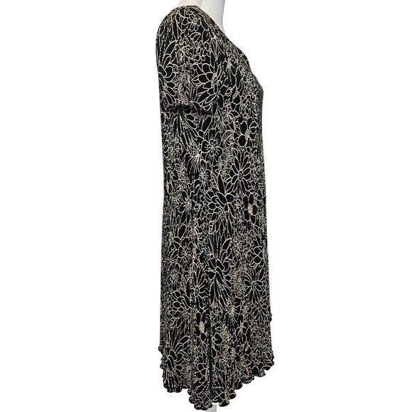 Connected Vintage Floral Pleated Ribbed Tiered Whimsygoth Midi Dress Size 10 - Picture 3 of 10